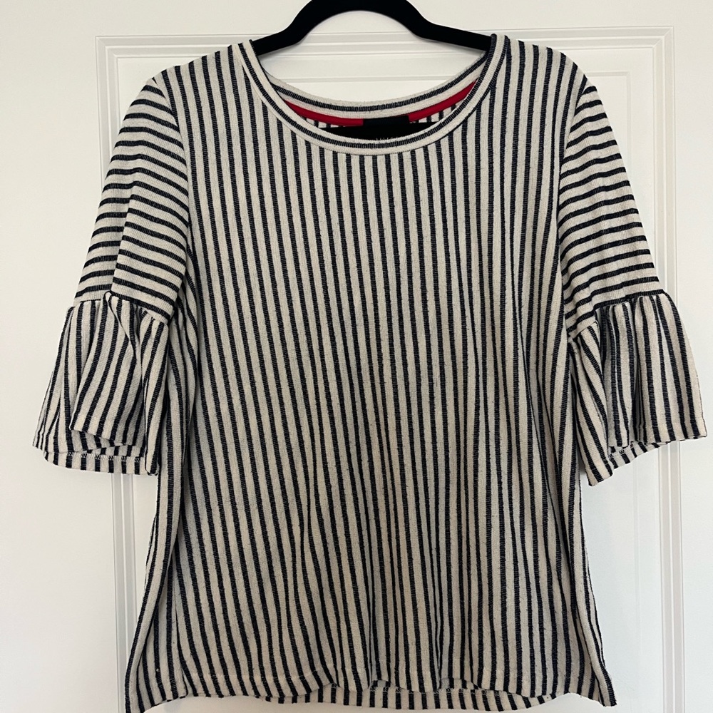 W5 Striped Navy and White Women's Top